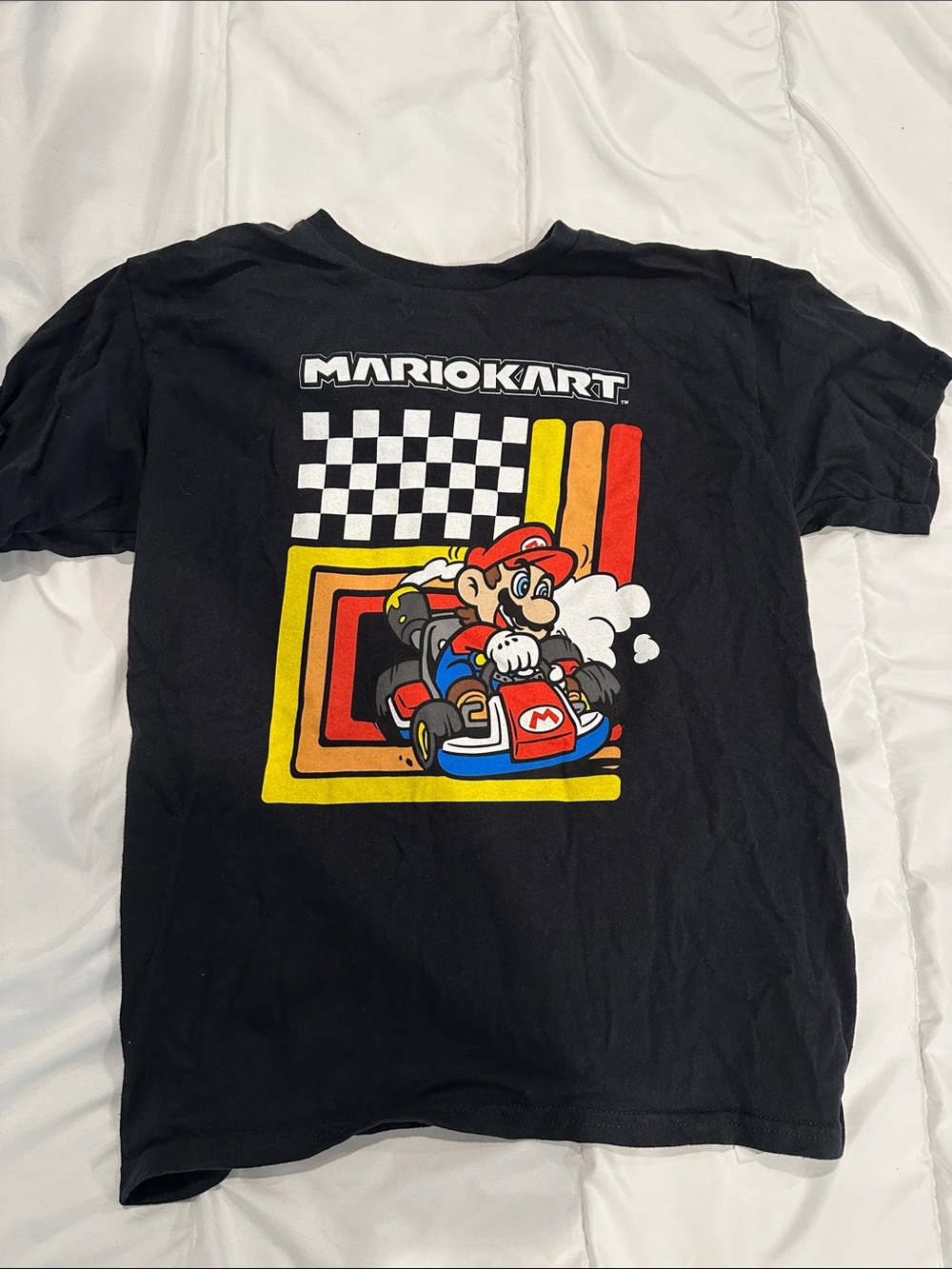 Mario Kart Graphic Tee - Black with Red & Yellow Print